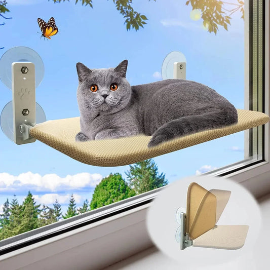 Foldable Cat Window Perch Cordless Cat Window Hammock with 4 Strong Suction