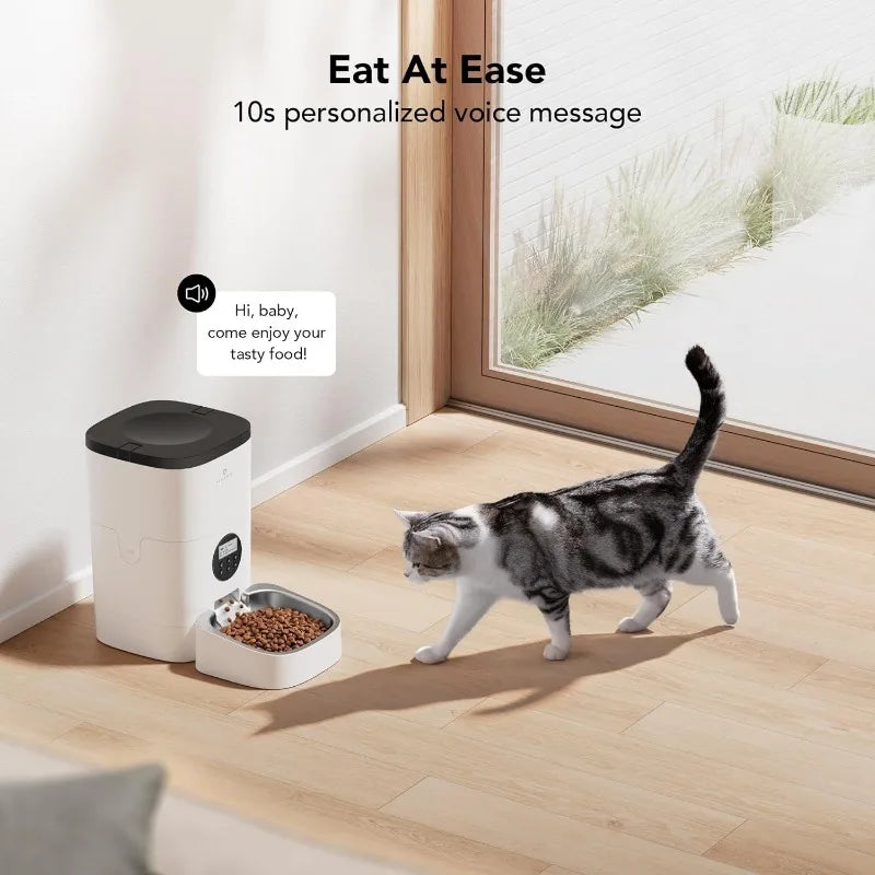 Automatic Cat Feeder, Automatic Cat Food Dispenser with Timer Interactive Voice Recorder, Auto Cat Feeder