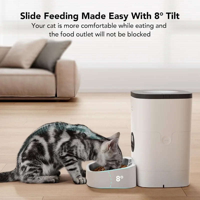 Automatic Cat Feeder, Automatic Cat Food Dispenser with Timer Interactive Voice Recorder, Auto Cat Feeder