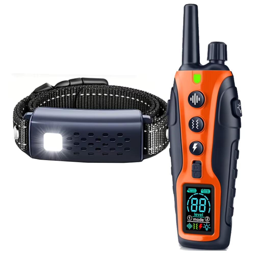 Pet Dog Training Shock Collar 3 Training Modes Beep Vibration Shock Flash Light Safety at Night Dual Battery Display, 3280FT