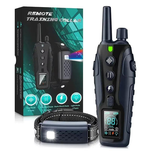 Pet Dog Training Shock Collar 3 Training Modes Beep Vibration Shock Flash Light Safety at Night Dual Battery Display, 3280FT