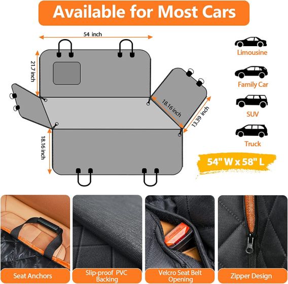 Dog Car Seat Cover for Back Seat, 100% Waterproof